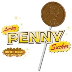 Archie McPhee Lucky Penny Lollipops: 2-Piece Set -Candy Shop archie mcphee lucky penny lollipops 2 piece set candy warehouse 3