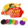 Assorted Colors Foiled Milk Chocolate Penny Parade Coins In Mesh Bags: 20-Piece Box