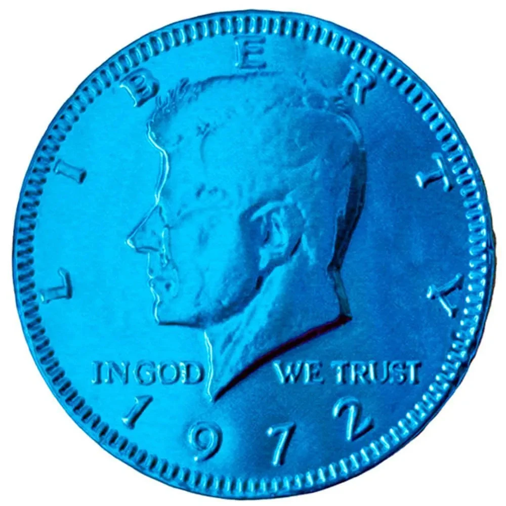 Caribbean Blue Foiled Milk Chocolate Coins: 1LB Bag 1 Caribbean Blue Foiled Milk Chocolate Coins: 1LB Bag