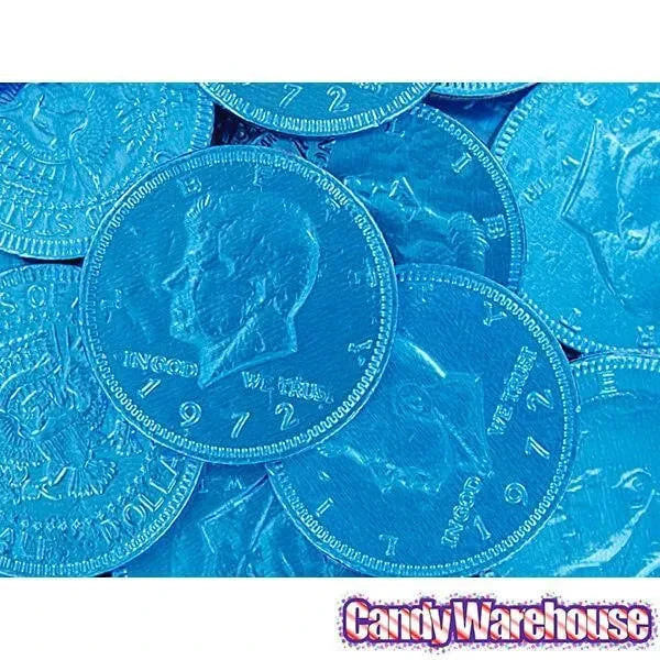 Caribbean Blue Foiled Milk Chocolate Coins: 1LB Bag 5 Caribbean Blue Foiled Milk Chocolate Coins: 1LB Bag - Image 5
