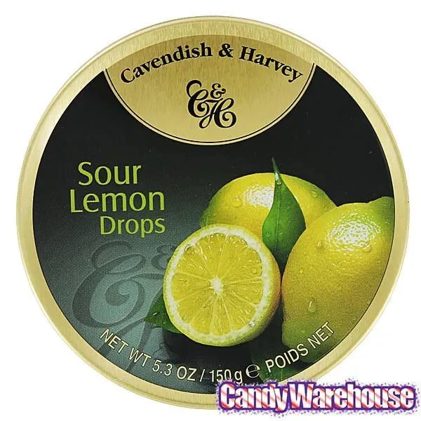 Cavendish & Harvey Hard Candy Drops Tins - Sour Lemon: 12-Piece Box 2 Cavendish & Harvey Hard Candy Drops Tins - Sour Lemon: 12-Piece Box - Image 2