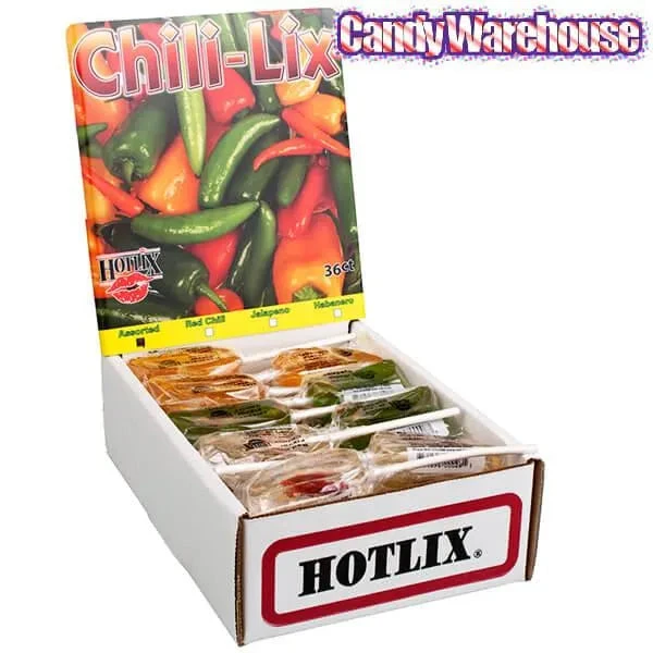 Chili Lix Pepper Shaped Lollipops: 36-Piece Box 2 Chili Lix Pepper Shaped Lollipops: 36-Piece Box - Image 2
