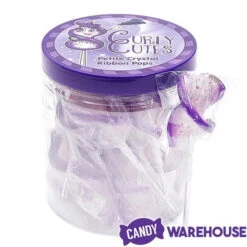 CurlyCutes Petite Crystal Ribbon Pops - Purple Grape: 20-Piece Jar -Candy Shop curlycutes petite crystal ribbon pops purple grape 20 piece jar candy warehouse 5