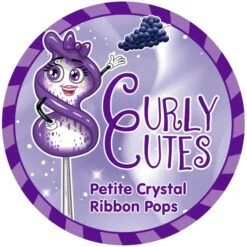 CurlyCutes Petite Crystal Ribbon Pops - Purple Grape: 20-Piece Jar -Candy Shop curlycutes petite crystal ribbon pops purple grape 20 piece jar candy warehouse 7