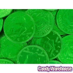 Green Foiled Milk Chocolate Coins: 1LB Bag -Candy Shop green foiled milk chocolate coins 1lb bag candy warehouse 4