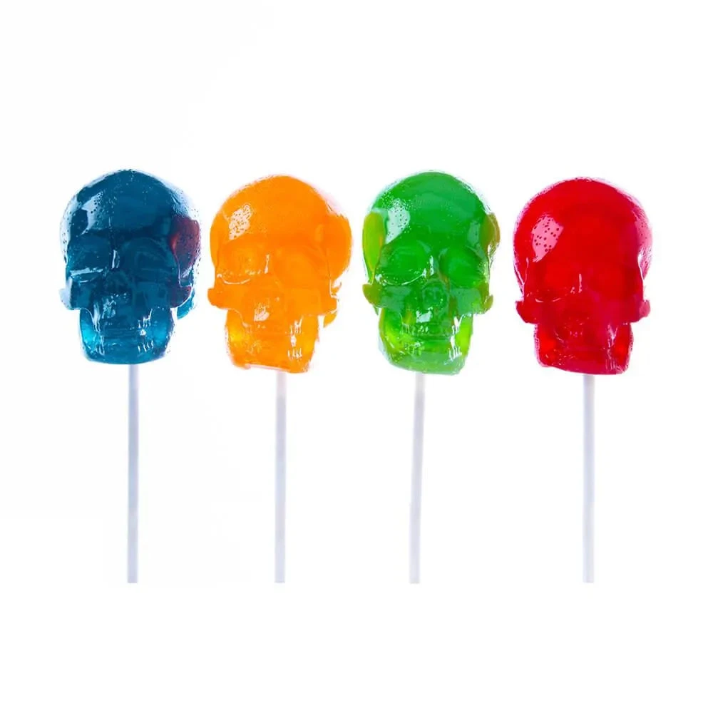 Gummy Skulls On A Stick Assortment: 4-Piece Box 1 Gummy Skulls On A Stick Assortment: 4-Piece Box