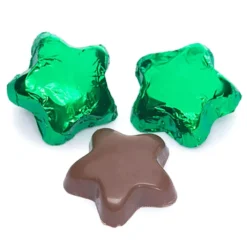 Madelaine Foiled Milk Chocolate Stars - Green: 5LB Bag