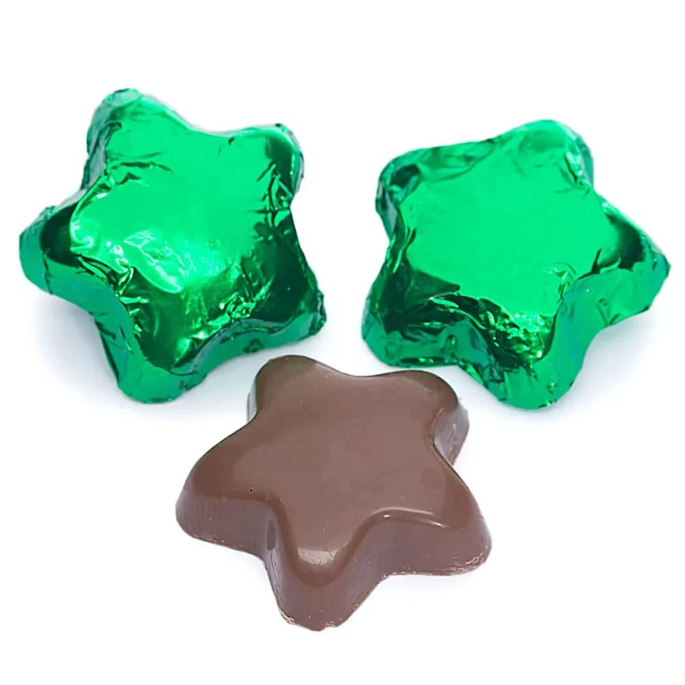 Madelaine Foiled Milk Chocolate Stars - Green: 5LB Bag 1 Madelaine Foiled Milk Chocolate Stars - Green: 5LB Bag