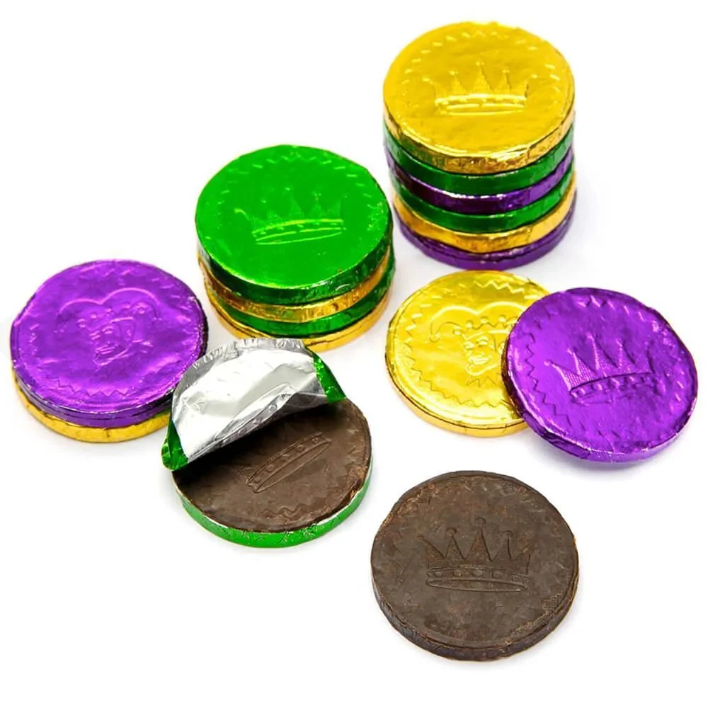 Mardi Gras Chocolate Coins Candy: 60-Piece Bag 1 Mardi Gras Chocolate Coins Candy: 60-Piece Bag