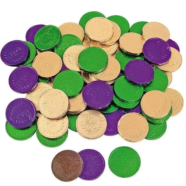 Mardi Gras Chocolate Coins Candy: 60-Piece Bag 4 Mardi Gras Chocolate Coins Candy: 60-Piece Bag - Image 4