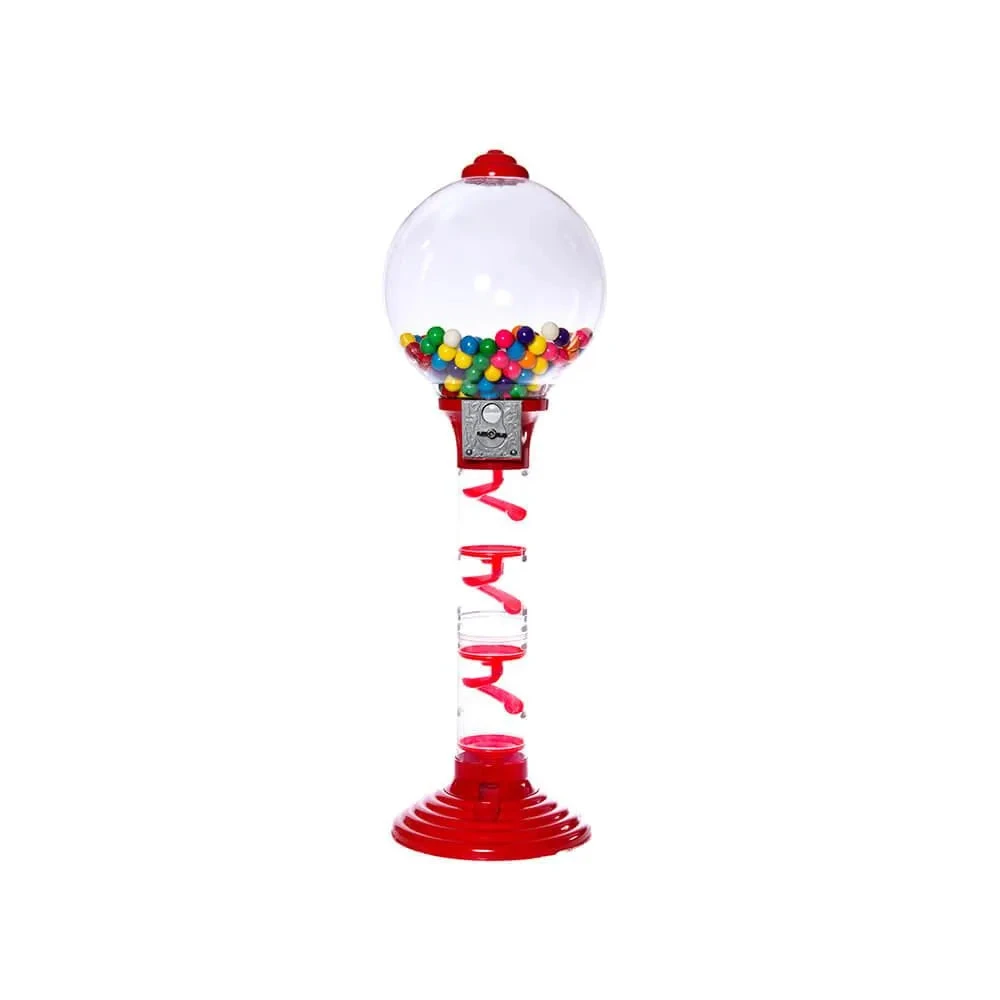 Metal 3-Foot Spiral Gumball Machine With Gumballs 1 Metal 3-Foot Spiral Gumball Machine With Gumballs