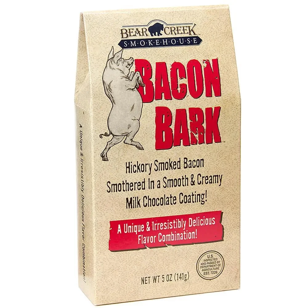 Milk Chocolate Hickory Smoked Bacon Bark: 5-Ounce Gift Bag 1 Milk Chocolate Hickory Smoked Bacon Bark: 5-Ounce Gift Bag