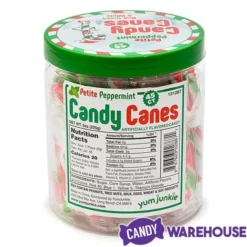 Mini Candy Canes - Red, Green, And White: 45-Piece Jar -Candy Shop mini candy canes red green and white 45 piece jar candy warehouse 4