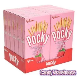 Pocky - Strawberry Cream Covered Biscuit Sticks Packs: 10-Piece Box -Candy Shop pocky strawberry cream covered biscuit sticks packs 10 piece box candy warehouse 4