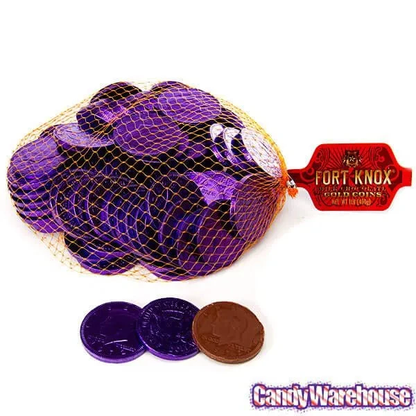 Purple Foiled Milk Chocolate Coins: 1LB Bag 3 Purple Foiled Milk Chocolate Coins: 1LB Bag - Image 3