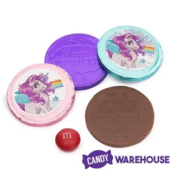 Rainbow Unicorn Foiled Milk Chocolate Coins In Mesh Bags: 18-Piece Box -Candy Shop rainbow unicorn foiled milk chocolate coins in mesh bags 18 piece box candy warehouse 5