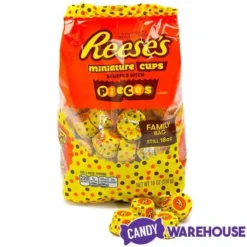 Reese's Peanut Butter Cups Miniatures Stuffed With Reese's Pieces: 18-Ounce Bag -Candy Shop reese s peanut butter cups miniatures stuffed with reese s pieces 18 ounce bag candy warehouse 4