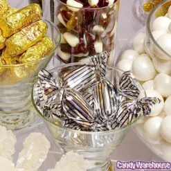 Silver With Black Stripes Wrapped Mocha Chocolate Meltaways: 1LB Bag -Candy Shop silver with black stripes wrapped mocha chocolate meltaways 1lb bag candy warehouse 4