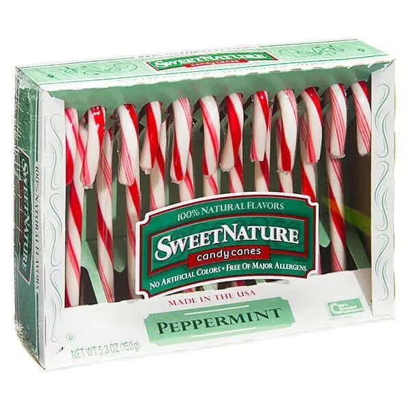 Sweet Nature Candy Canes - Peppermint: 12-Piece Box 1 Sweet Nature Candy Canes - Peppermint: 12-Piece Box