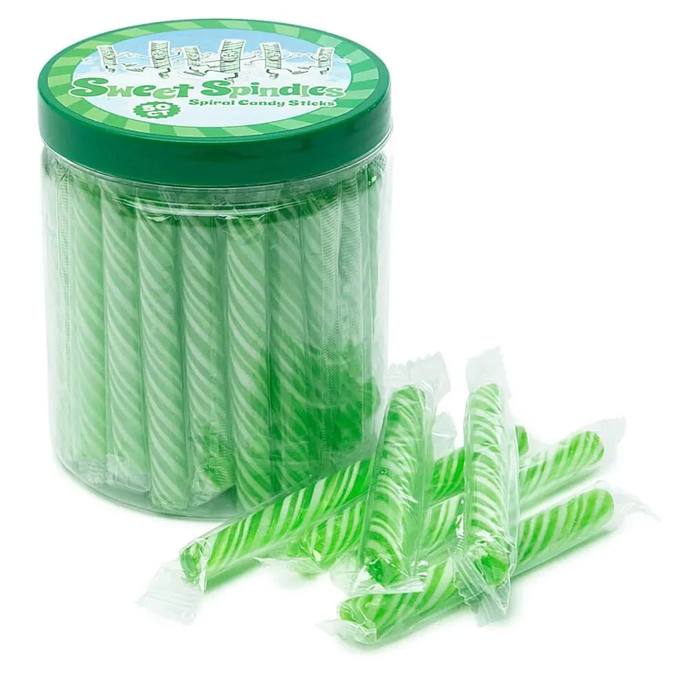 Sweet Spindles Mini Hard Candy Sticks - Lime: 50-Piece Jar 1 Sweet Spindles Mini Hard Candy Sticks - Lime: 50-Piece Jar