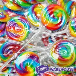 Swipple Pops Petite Swirl Ripple Lollipops - Rainbow Cherry: 60-Piece Tub -Candy Shop swipple pops petite swirl ripple lollipops rainbow cherry 60 piece tub candy warehouse 4