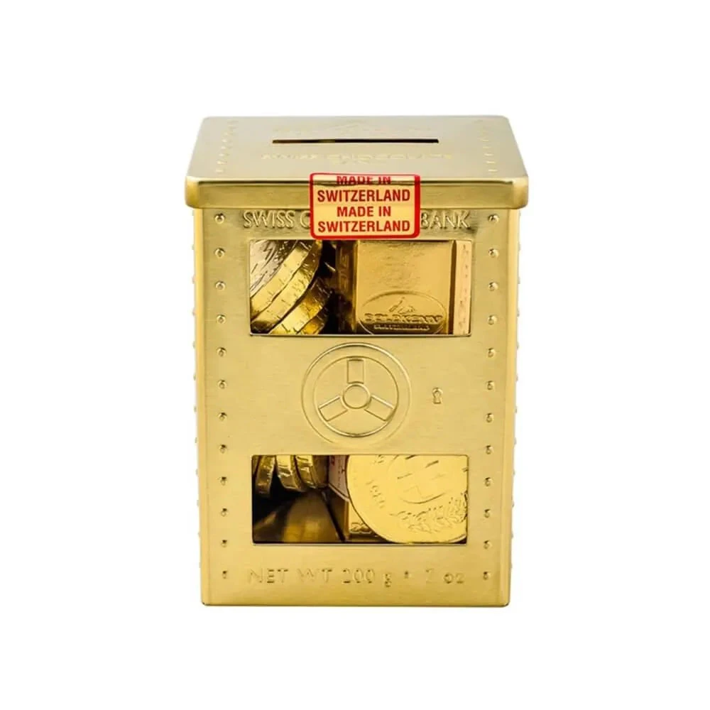 Swiss Chocolate Gold Coins Mini Bank 1 Swiss Chocolate Gold Coins Mini Bank