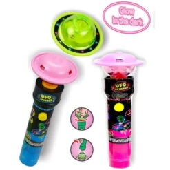 UFO Spinner Flashing Alien Flying Saucers With Candy: 12-Piece Display -Candy Shop ufo spinner flashing alien flying saucers with candy 12 piece display candy warehouse 4