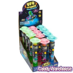 UFO Spinner Flashing Alien Flying Saucers With Candy: 12-Piece Display -Candy Shop ufo spinner flashing alien flying saucers with candy 12 piece display candy warehouse 5