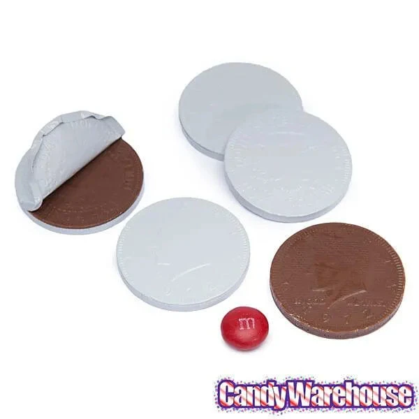 White Foiled Milk Chocolate Coins: 1LB Bag 2 White Foiled Milk Chocolate Coins: 1LB Bag - Image 2