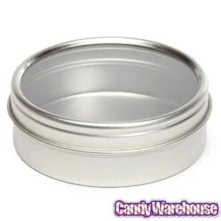 Windowed Round Candy Tins - 2-Ounce: 24-Piece Set -Candy Shop windowed round candy tins 2 ounce 24 piece set candy warehouse 3