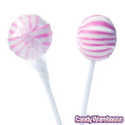 YumJunkie Sassy Spheres Strawberry Pink Striped Ball Lollipops: 100-Piece Bag -Candy Shop yumjunkie sassy spheres strawberry pink striped ball lollipops 100 piece bag candy warehouse 3